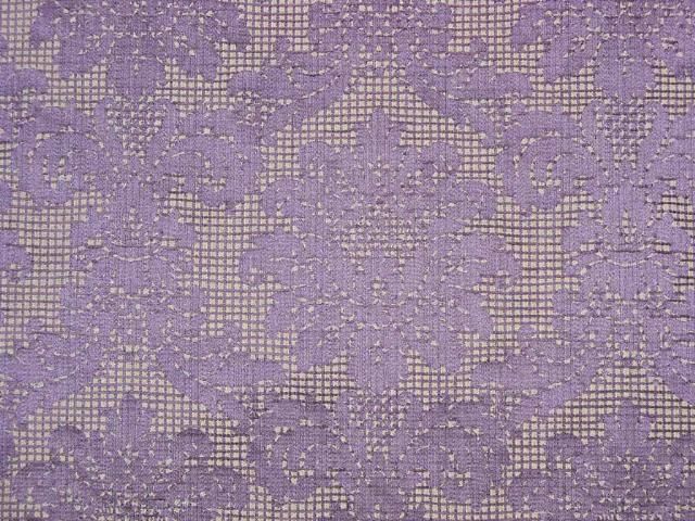 Purple Cream Check Damask Drapery Upholstery Fabric  