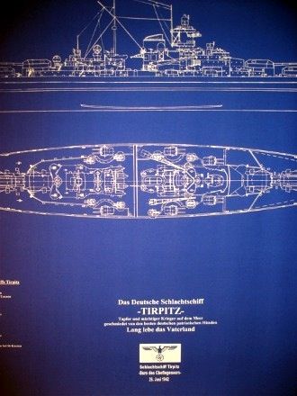   Battleship TIRPITZ 1939 blue Blueprint Plan Drawing 24x34  