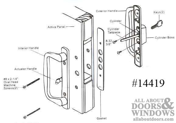 Peachtree Prado Sliding Patio Door Handle Set   Keyed   14419  