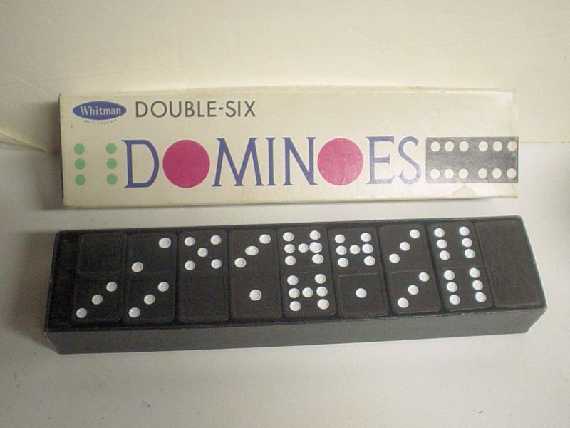 Vintage MIB Whitman Double Six Wooden Dominoes #4644  