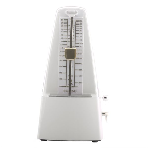 White Traditional Wind Up Mechanical Pyramid Shape Pendulum Metronome 