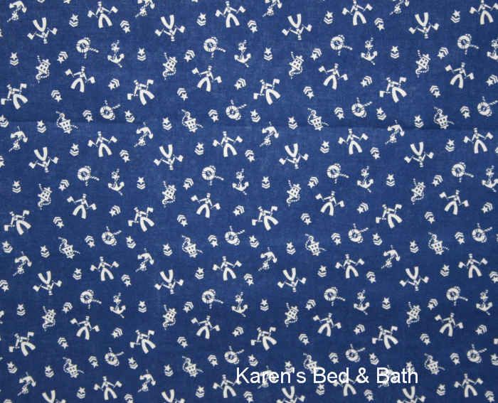 Nautical Sailor Boat Anchor Navy Blue Curtain Valance  