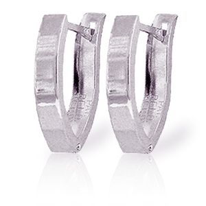 14 Karat Solid White Gold V Shaped Huggie Hoops Post Style Earrings 