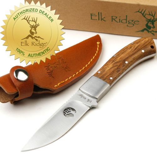 Elk Ridge Zebra Wood Upswept Hunting Skinner Knife NEW  