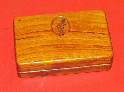 Small Wood Fly Fishing Fly box, Carved Trout Insert  