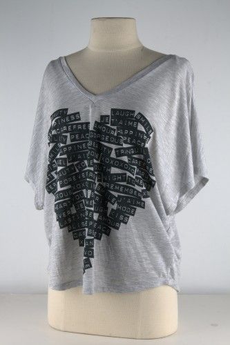 Forever21 Gray Heart Oversize Tee 2246  