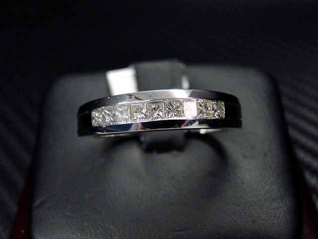 MENS DIAMOND WEDDING RING/BAND 14K WHITE GOLD PRINCESS CUT INVISIBLE 