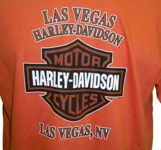 Harley Davidson Las Vegas Dealer Tee T Shirt ORANGE MEDIUM #TSX  