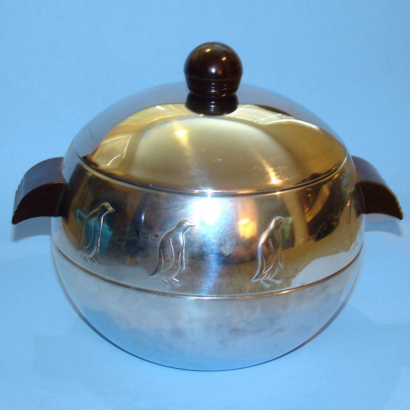 Art Deco West Bend Penguin Ice Bucket Hot Cold Server  