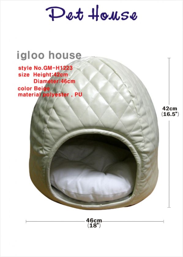 INDOOR IGLOO PET DOG CAT CUSHION HOUSE BED ~IVORY  