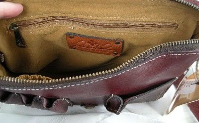   Old world ITALIAN Burgundy Leather PRAGA CROSSBODY Bag Purse  