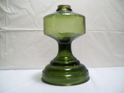 Antique Green Depression Glass Kerosene/Oil Lamp  