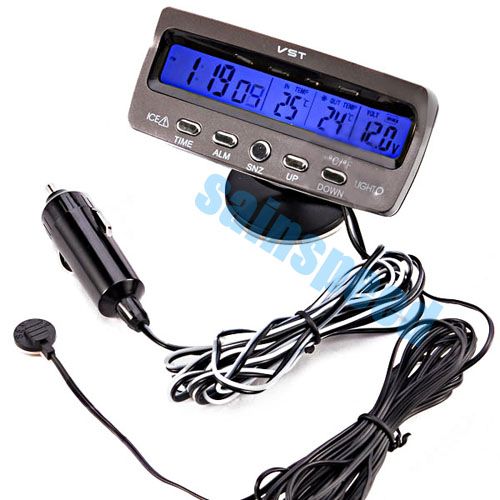 US SHIPPING Car LCD Alarm Temperature Thermometer Voltage Monitor Time 