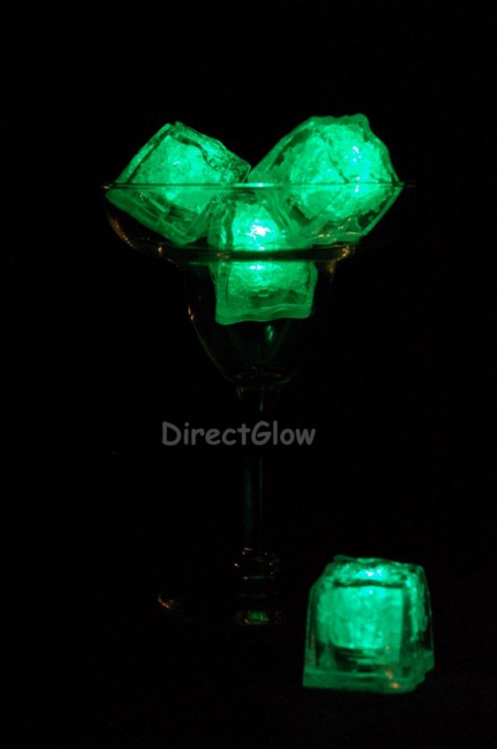 Set of 6 Litecubes GREEN Light up LED Ice Cubes 722301710234  