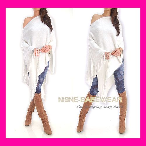 Elegant Plush Ivory Choose White orBlack Fur Poncho Top XS S M  