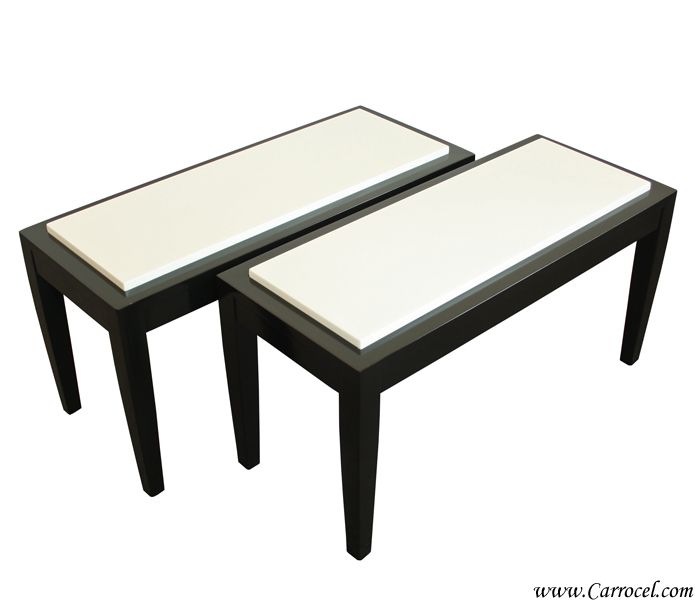 Pair of Modern Art Deco Marble Top End Sofa Tables  