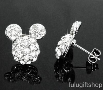 DISNEY MICKEY MOUSE STUD EARRINGS USE SWAROVSKI CRYSTAL  