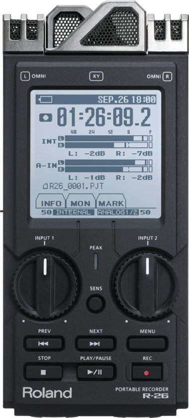 Roland R 26 Portable Recorder with 3 Way Microphone NEW  