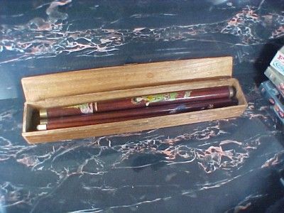   CUE STICK BILLIARDS CARVED ORIENTAL JAPANESE W/ CASE WOODEN  