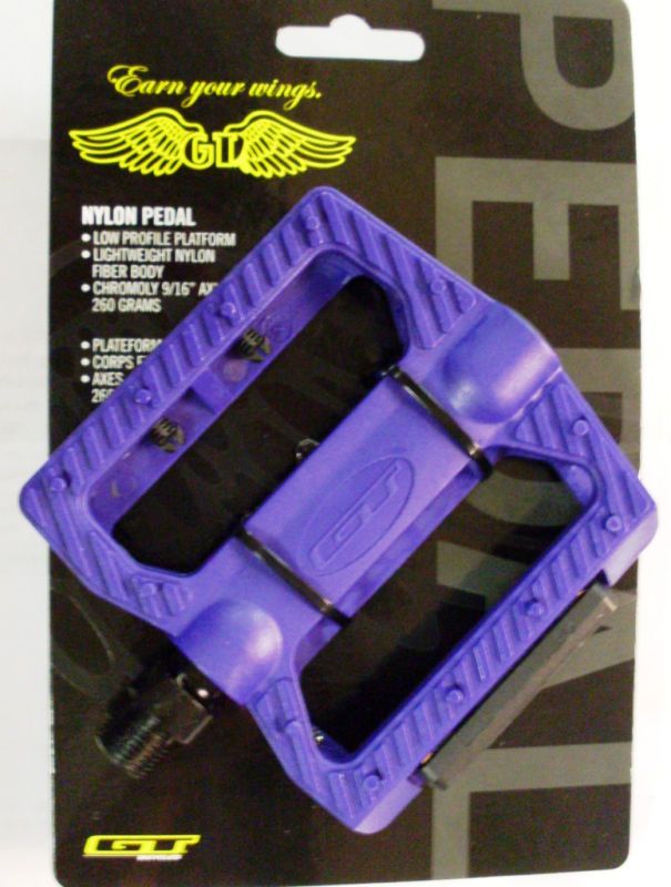 GT Bike Pedals 9/16 Nylon Purple BMX, Mountain, Park  