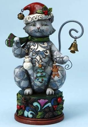   by jim shore jingle bell on kitty s tail cat with christmas garland