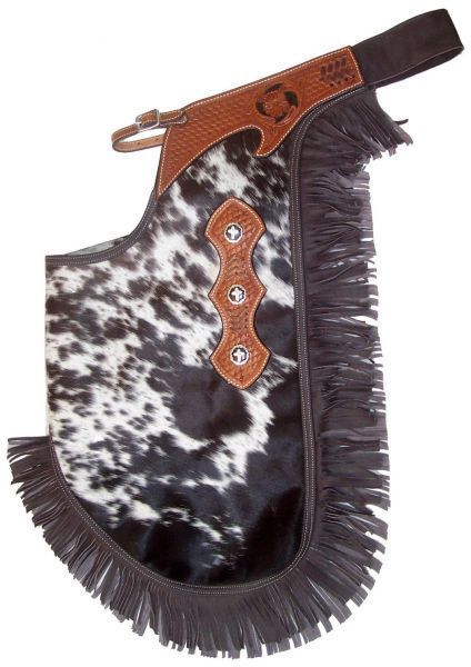   GENUINE HAIR ON LEATHER HORSE SADDLE CHINKS CHAPS FOR WORK OR PLAY