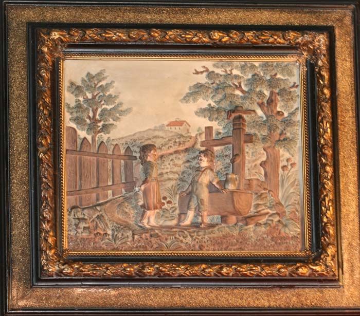 JM MARESCH ART POTTERY CERAMIC RELIEF PICTURE PLAQUE  