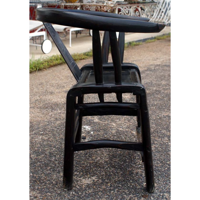 Vintage Black Ebonized Asian Style Chair  