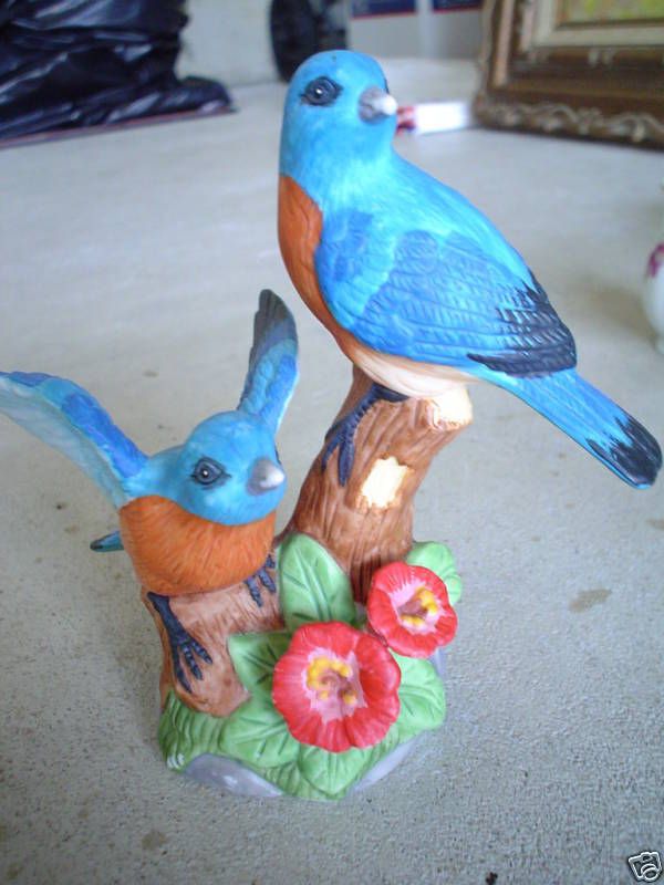 Russ Berrie Porcelain Figurine Eastern Bluebirds LOOK  