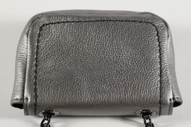   Republic Silver Pebbled Leather Gun Metal Chained Small Evening Bag