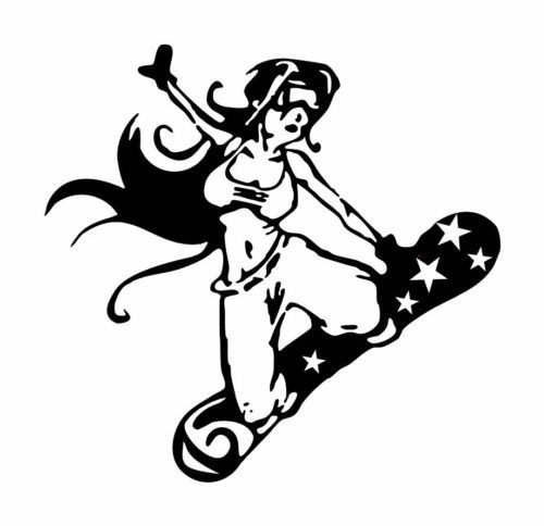 SNOWBOARD GIRL DECAL STICKER WINDOW WALL ROXY SNOW STAR  