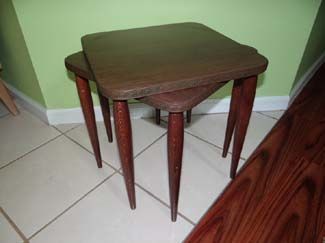 Mid Century Modern PAIR Walnut Square Stacking Tables Vintage  