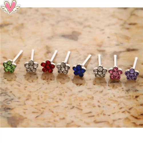   Colorful Rhinestone Stainless Steel Nose Ring Body Jewelry  