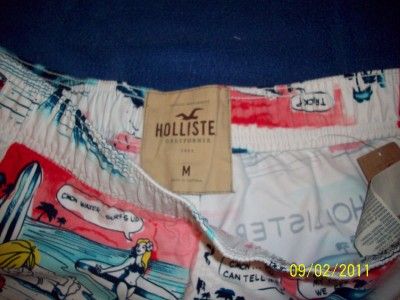 NWT HOLLISTER ELASTIC WAIST BOARD SHORTS SWIM TRUNKS M  