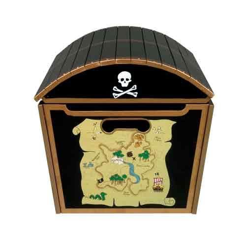 New Wooden Kids Pirate Painted Treasure Chest Toy Box  