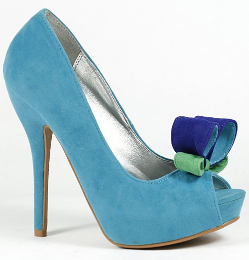 Color Block High Heel Open Toe Bow on Platform Pump Qupid Heigl 18 