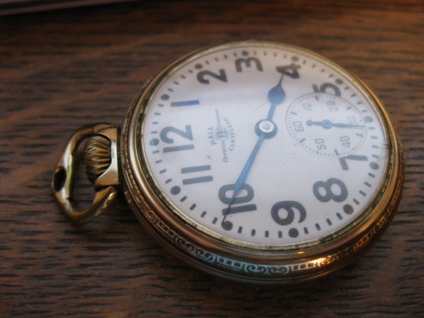 Ball Hamilton 21 Jewel Pocket Watch Size 16 10K Gold Filled Bold Dial 