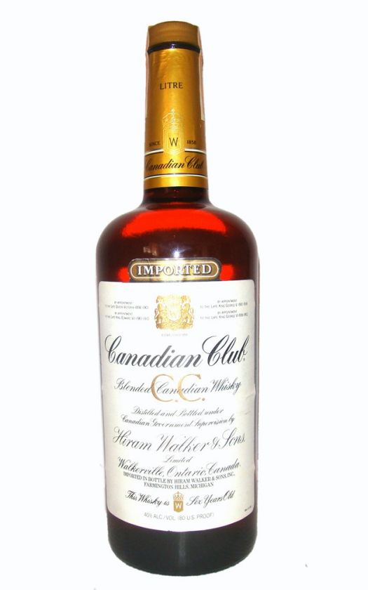 1985 Canadian Club Whiskey 1 Liter Vintage Bottle  
