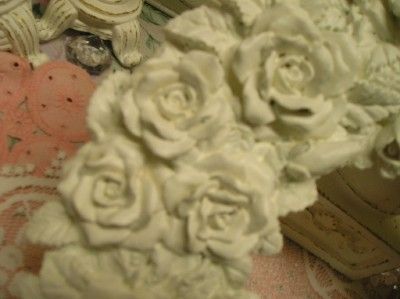 WHITE ROSES&GARDEN HAT RESIN WREATH~Shabby~Cottage~Chic  