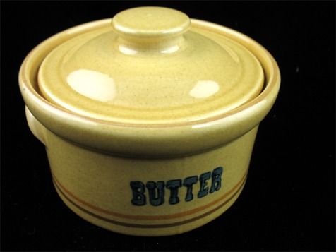 Vintage Pfaltzgraff America Butter Tub Container w Lid & Handles 065 