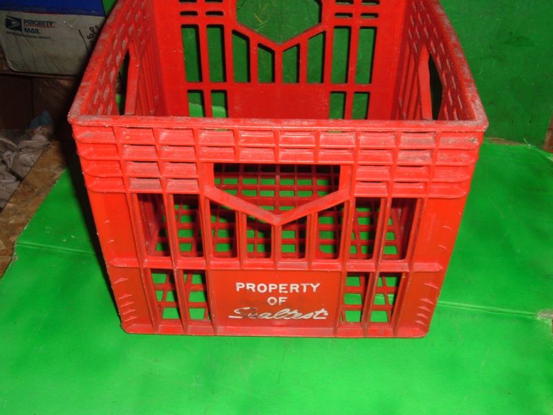 vintage dairy milk crate container plastic storage  