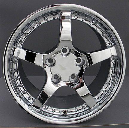 17 Rim Fits Corvette Chrome C5 Rivet Wheel 17 x 9.5  